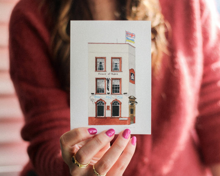 Clapham - Prince of Wales pub POW - Greeting card with envelope