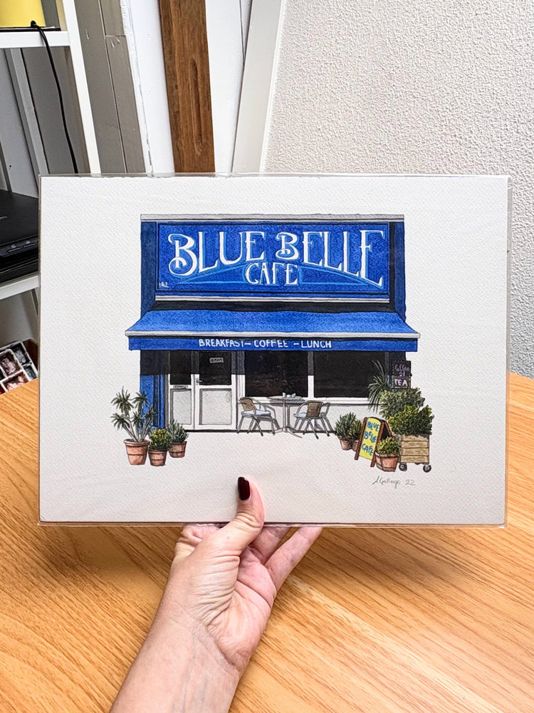 Penge - Blue Belle Cafe - Original watercolour painting (unframed)