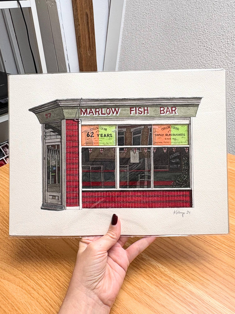 Penge - Marlow Fish Bar - Original watercolour painting (unframed)