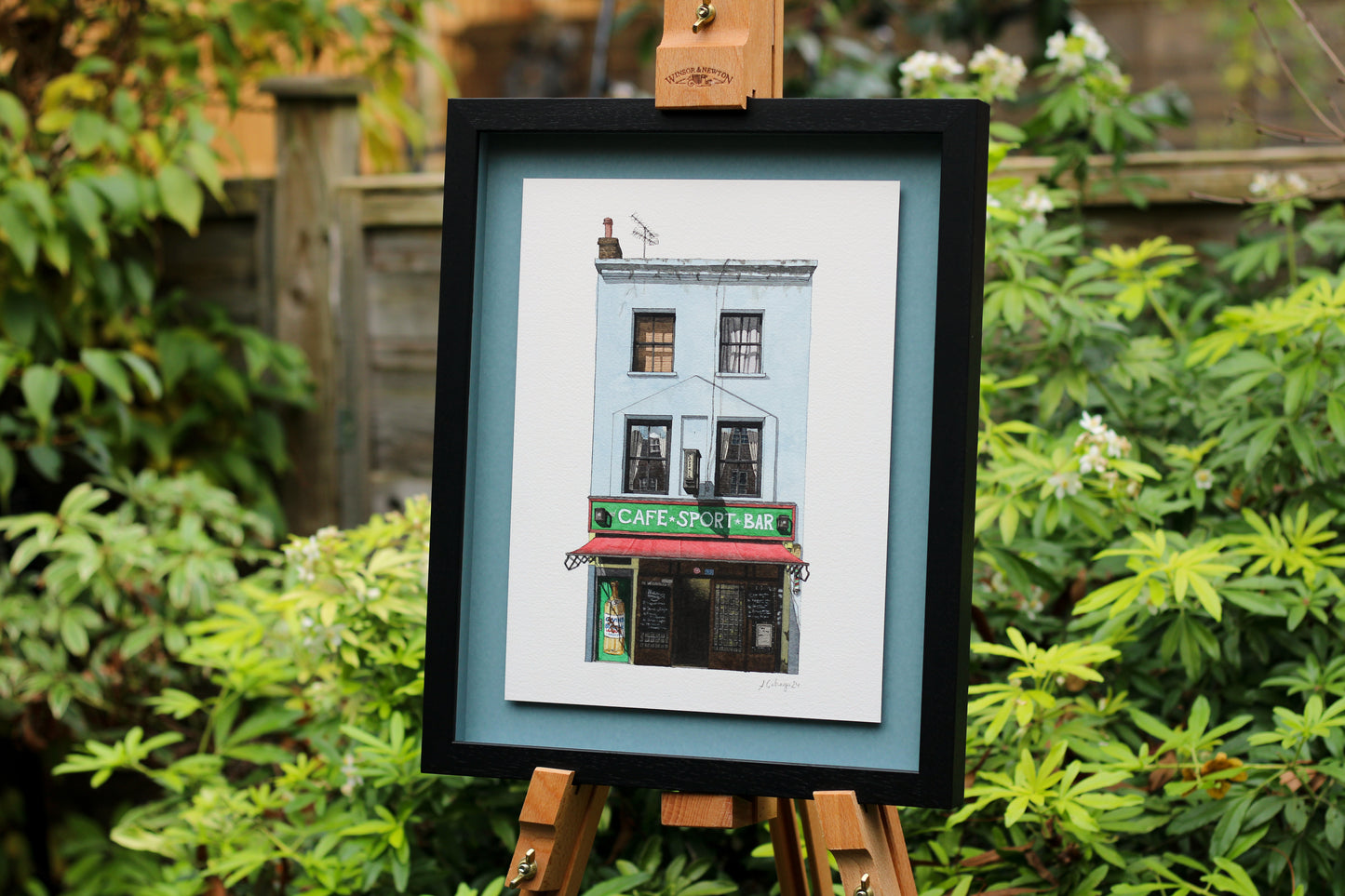 Clerkenwell - Cafe Kick - Original watercolour painting (framed)