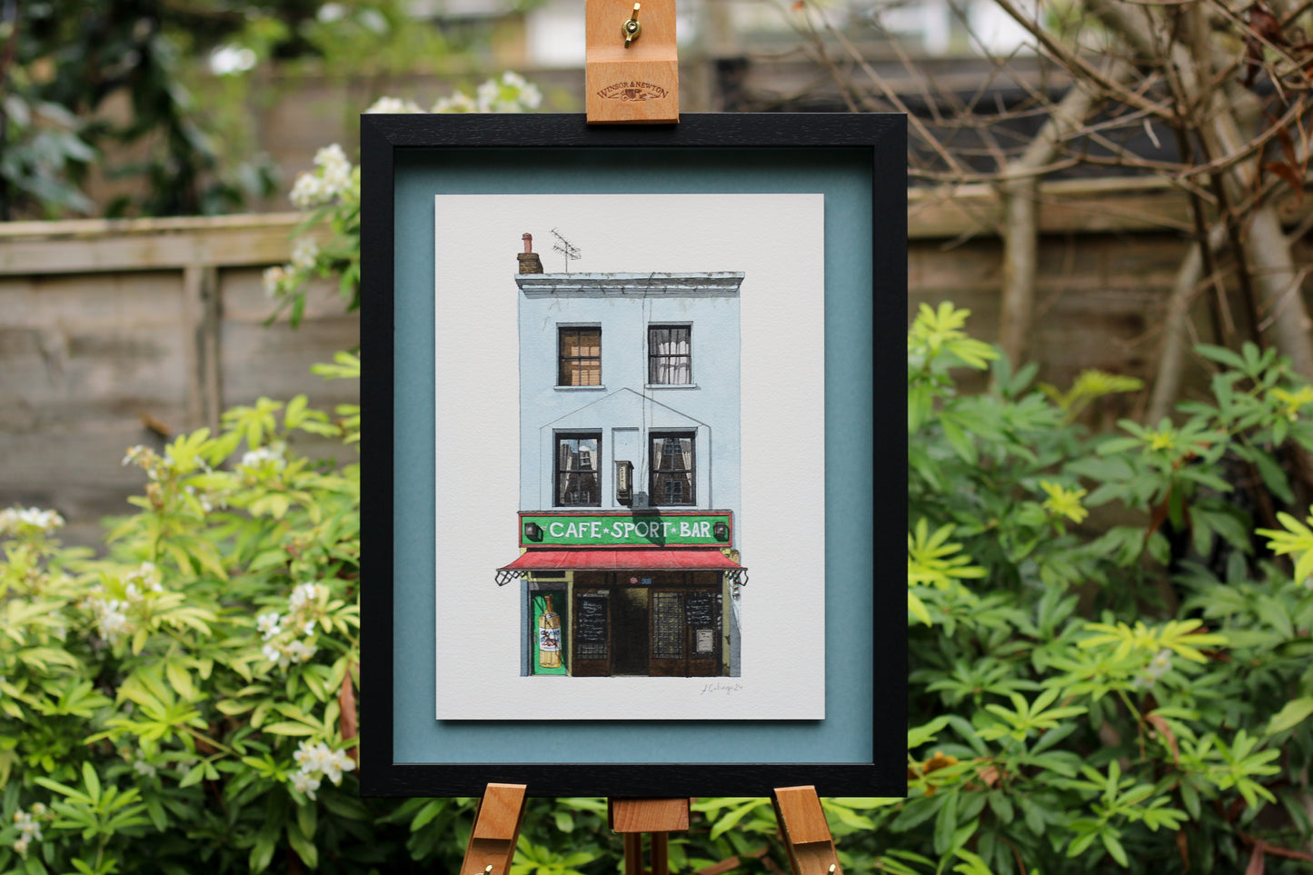 Clerkenwell - Cafe Kick - Original watercolour painting (framed)