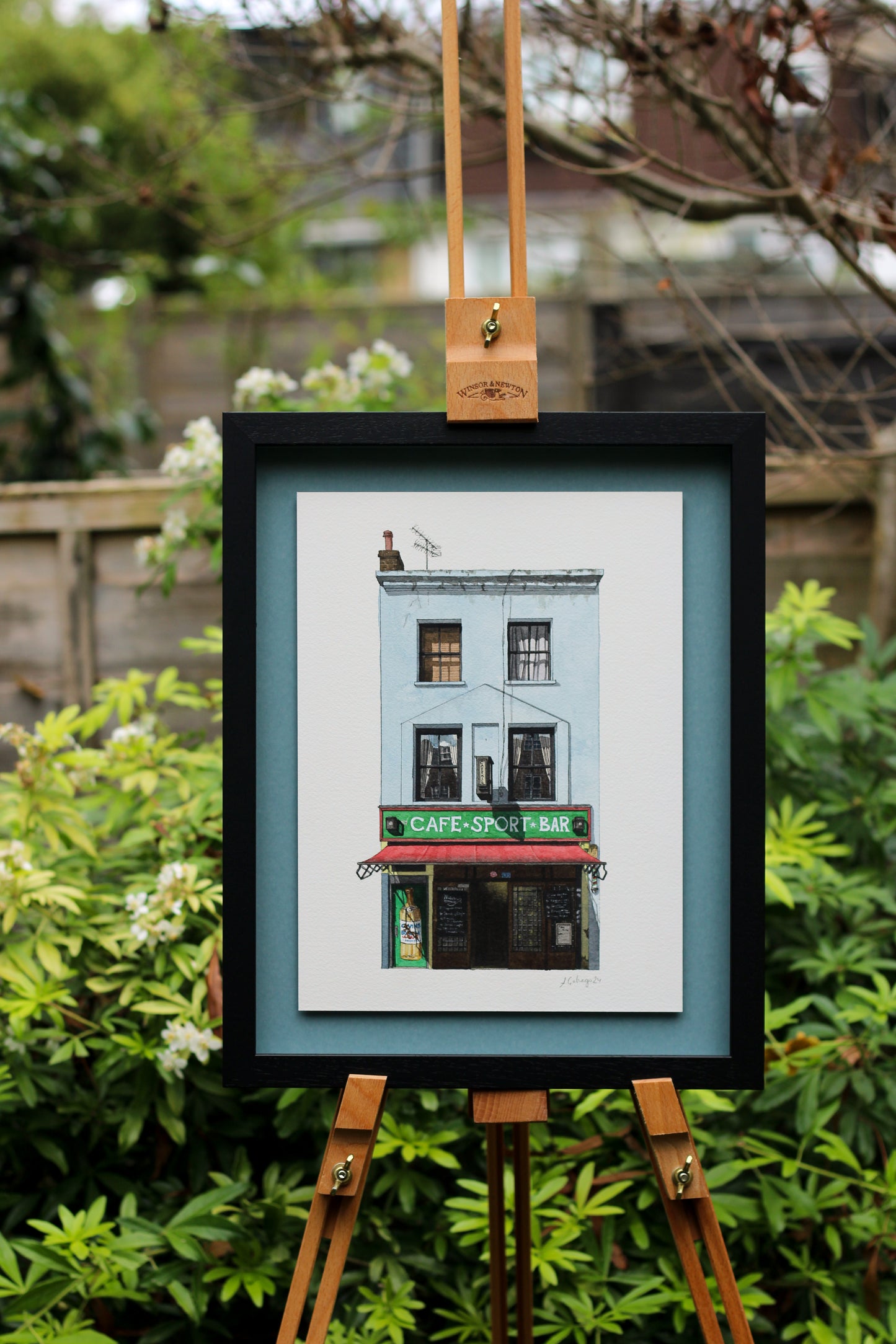 Clerkenwell - Cafe Kick - Original watercolour painting (framed)