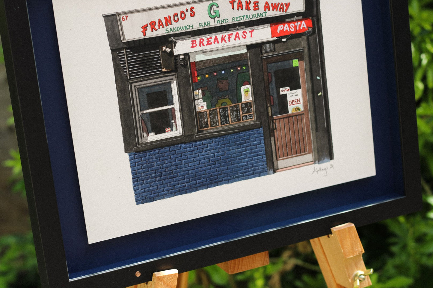 Shoreditch - Franco's Takeaway - Original watercolour painting (framed)