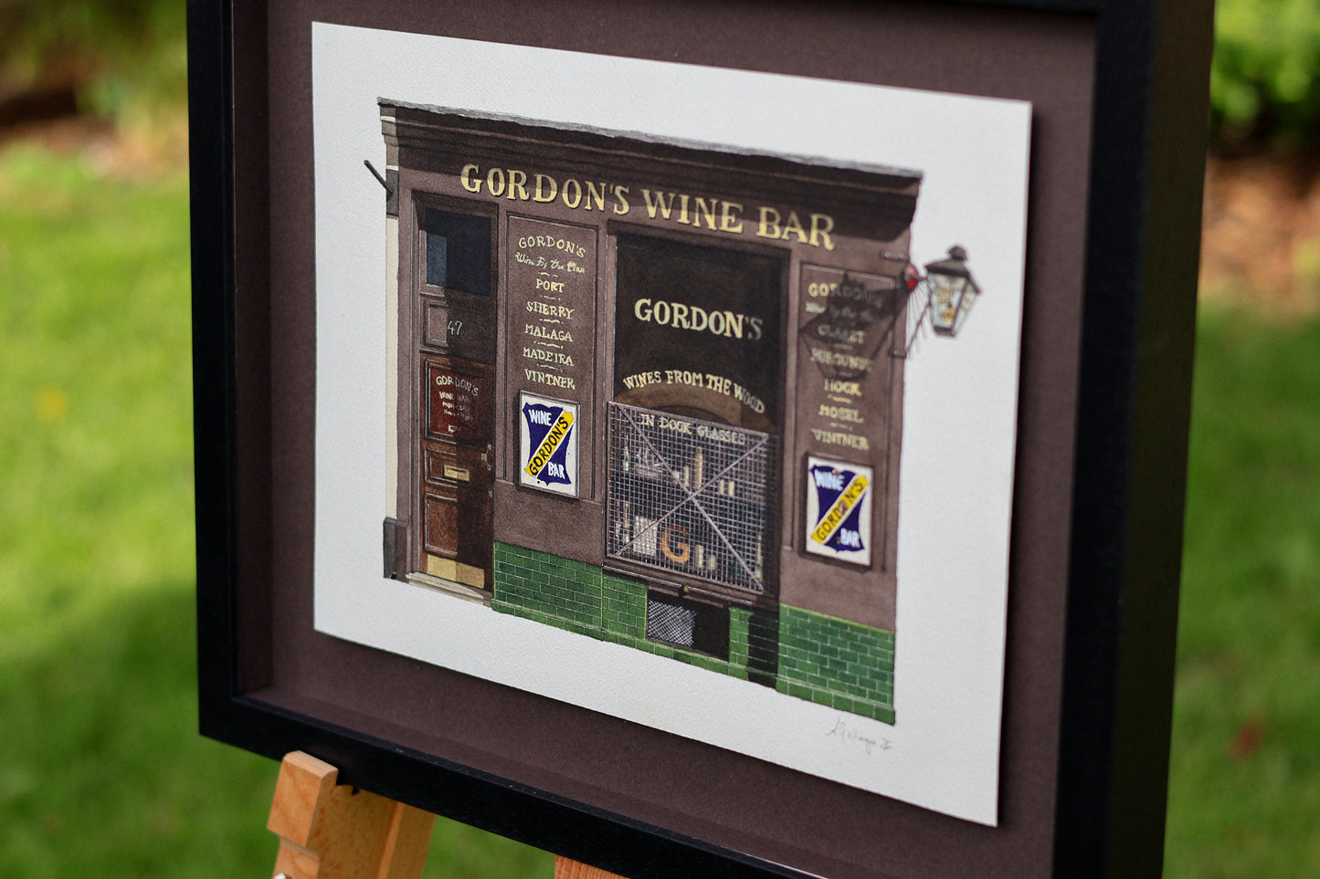 Embankment - Gordon's Wine Bar - Original watercolour painting (framed)