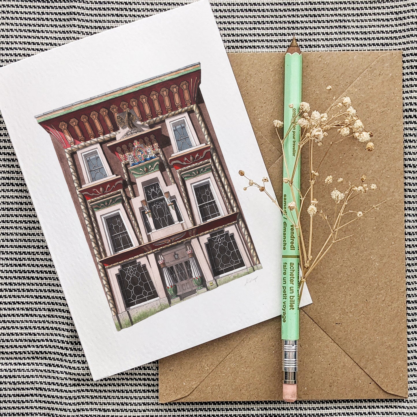 Cornwall - Penzance - The Egyptian House - Greeting card with envelope