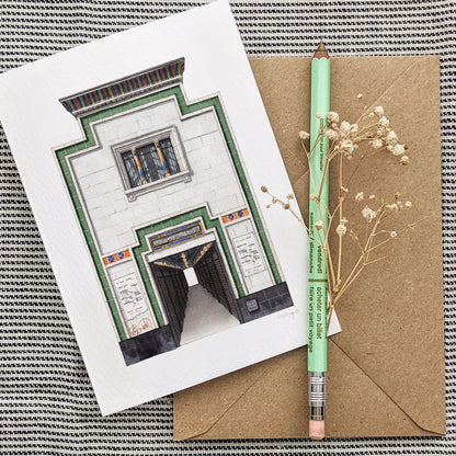 Brixton - Reliance Arcade - Egyptian Façade- Greeting card with envelope