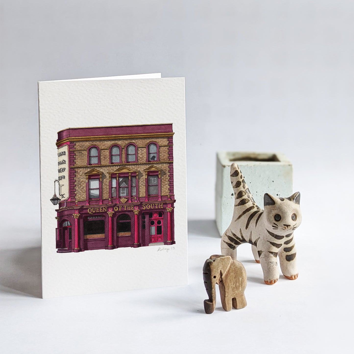 Tulse Hill - Queen of the South pub - Greeting card with envelope