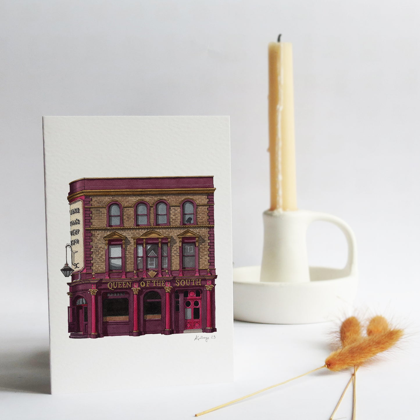 Tulse Hill - Queen of the South pub - Greeting card with envelope