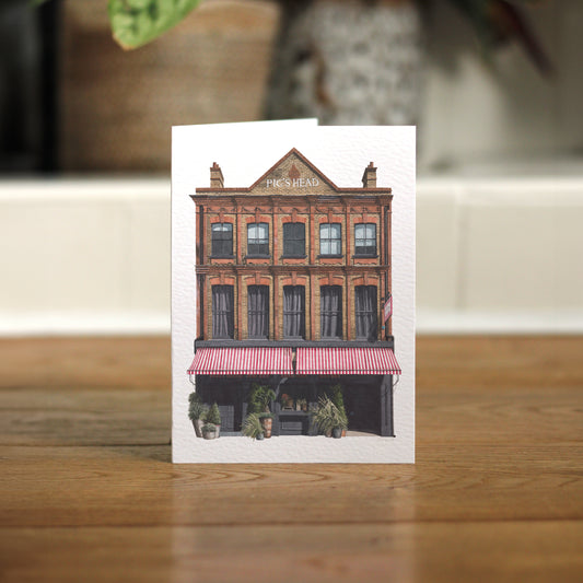 Clapham - The Pig's Head SW4 - Greeting card with envelope