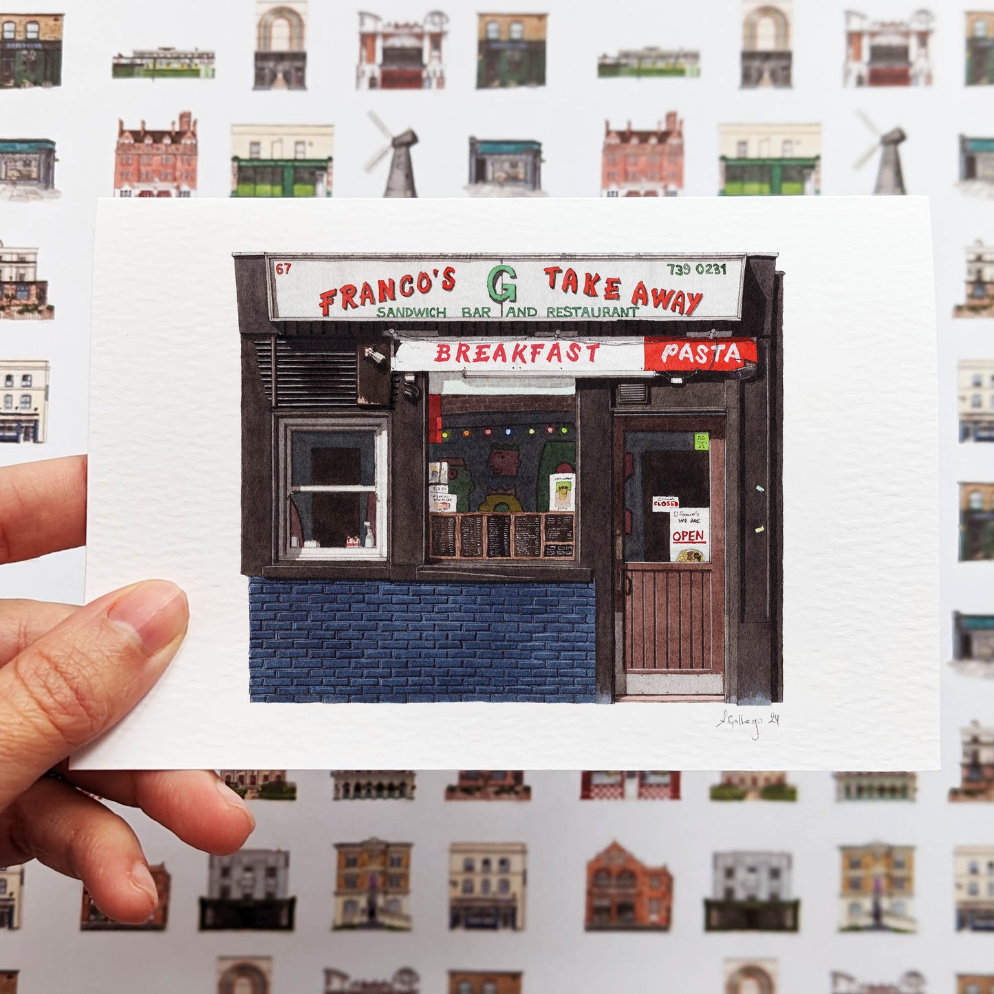 Shoreditch - Franco's Take Away - Greeting card with envelope