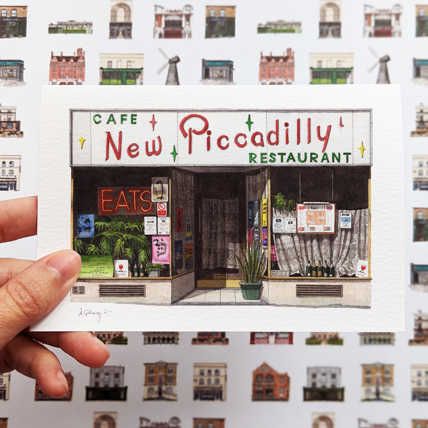 Central - New Piccadilly Cafe - Greeting card with envelope