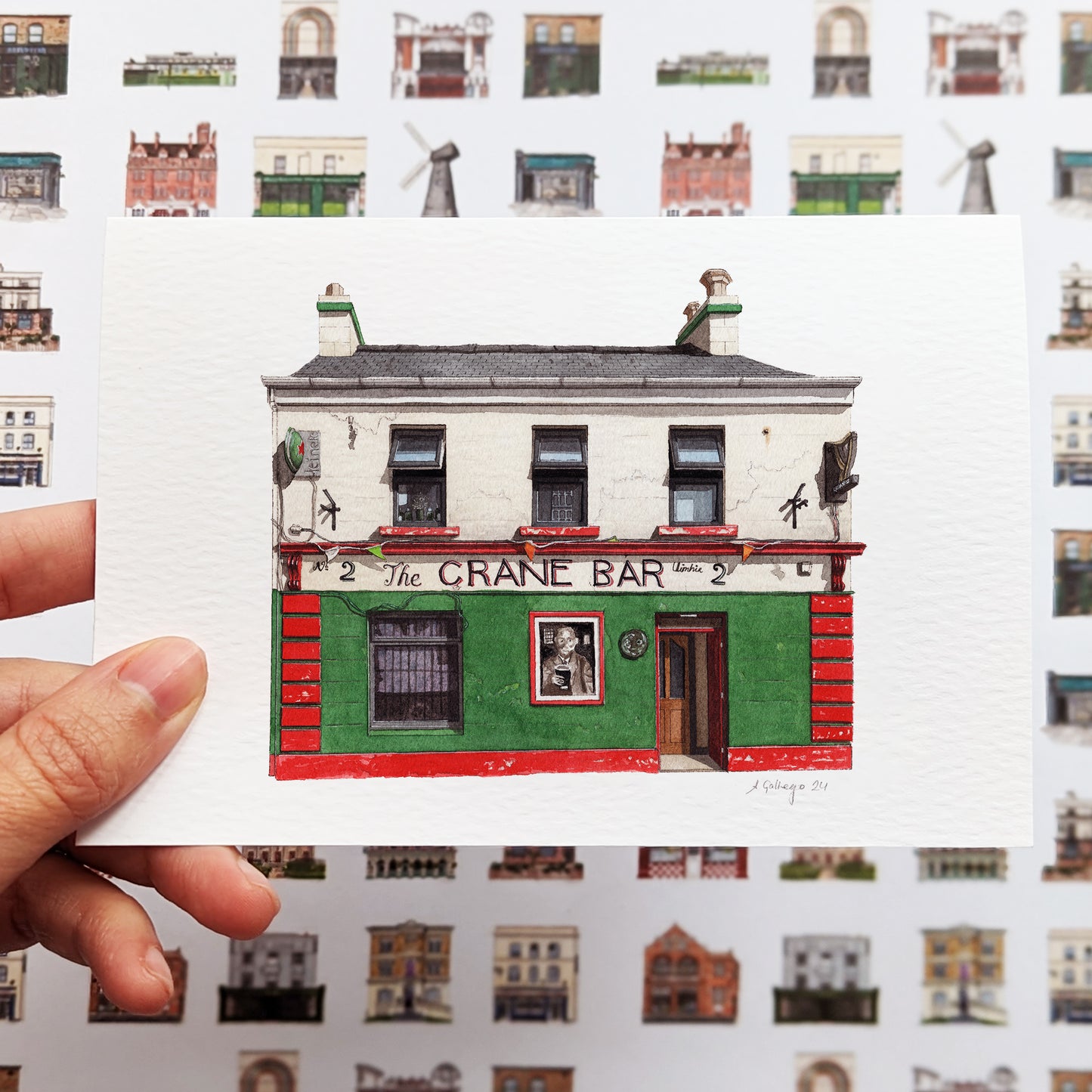 Galway - The Crane Bar - Greeting card with envelope - Ireland