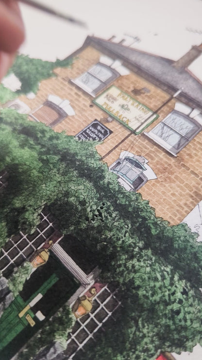 Finsbury Park - The Faltering Fullback - Original watercolour painting (unframed)