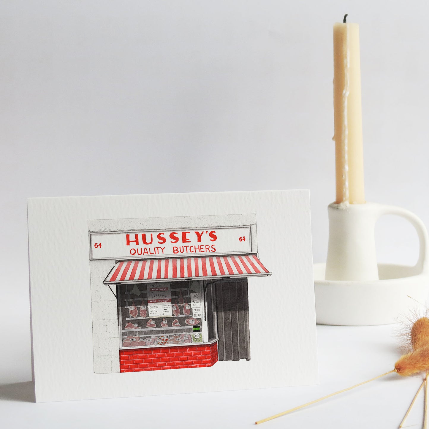 Wapping - Hussey's Quality Butchers - Greeting card with envelope