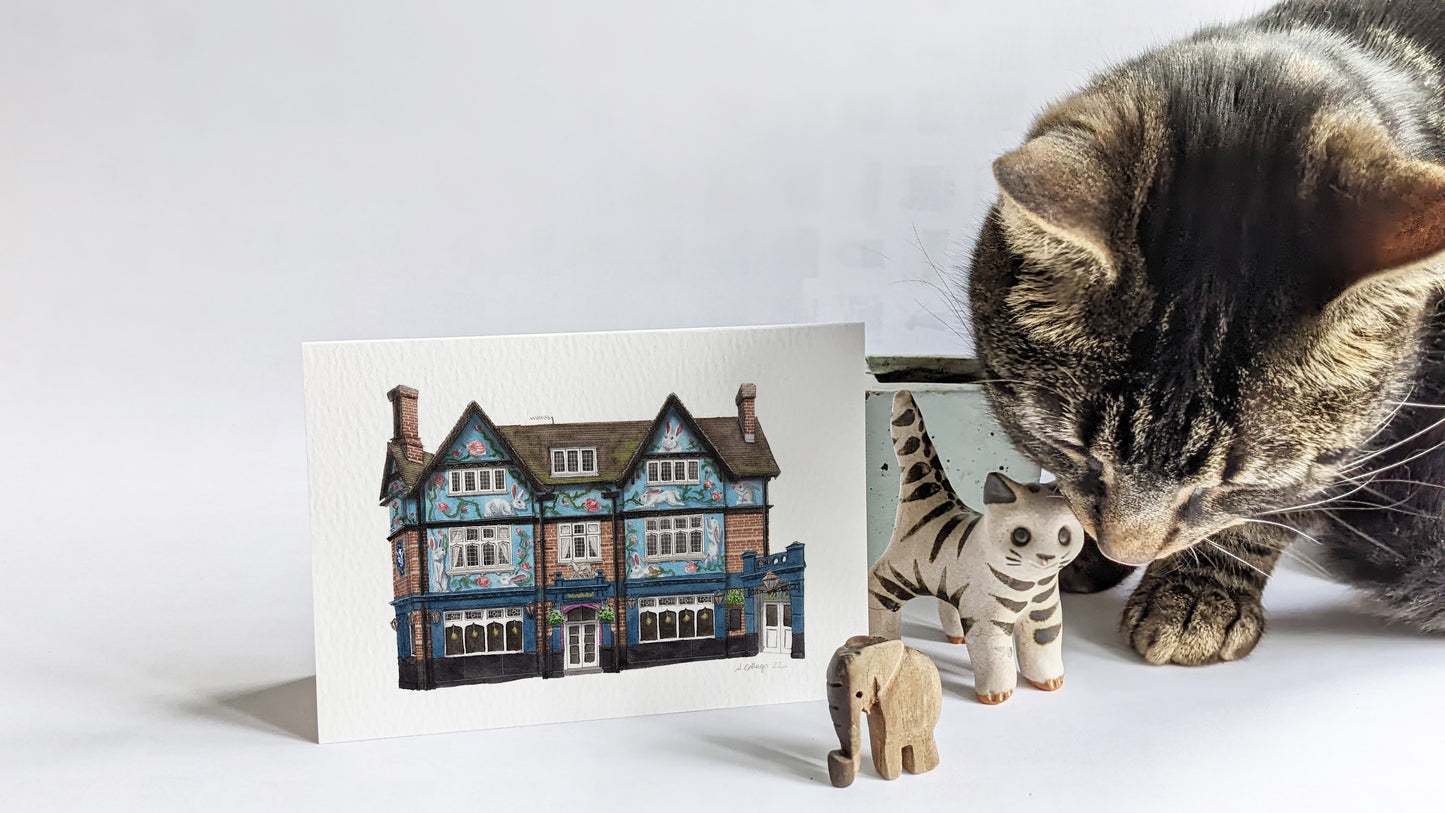 Streatham - The Rabbit Hole pub - Greeting card with envelope