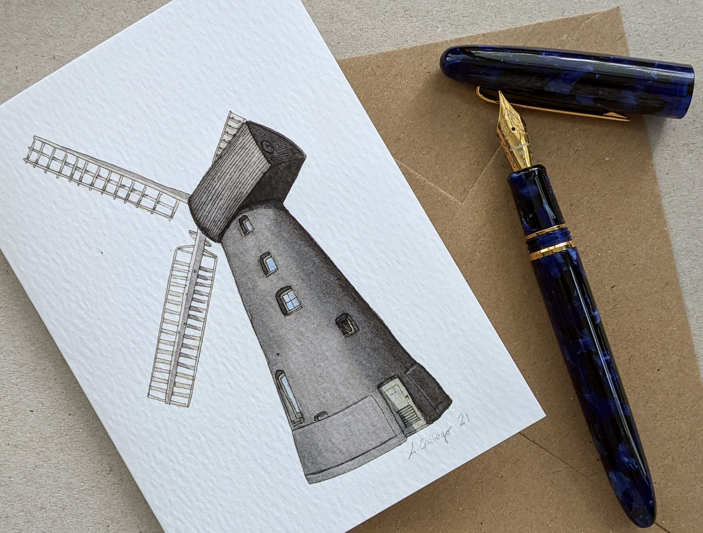 Brixton - Flour Windmill - Greeting card with envelope