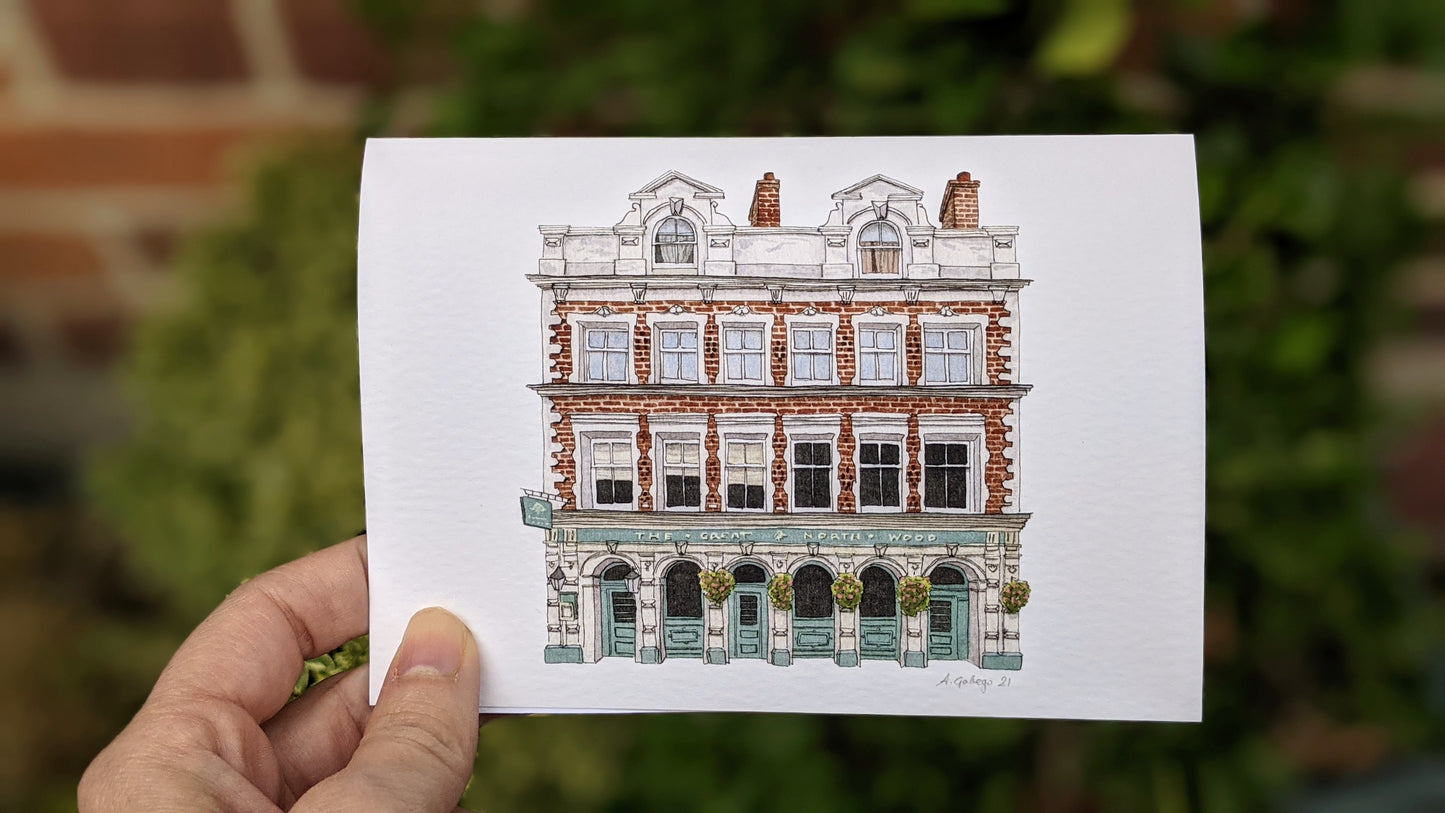 West Norwood - The Great North Wood Pub - Greeting card with envelope