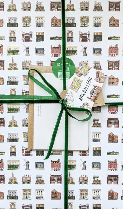South London Houses Wrapping Paper - London houses - A1 sheet - Gift wrap - Folded - Single sheet - Little houses