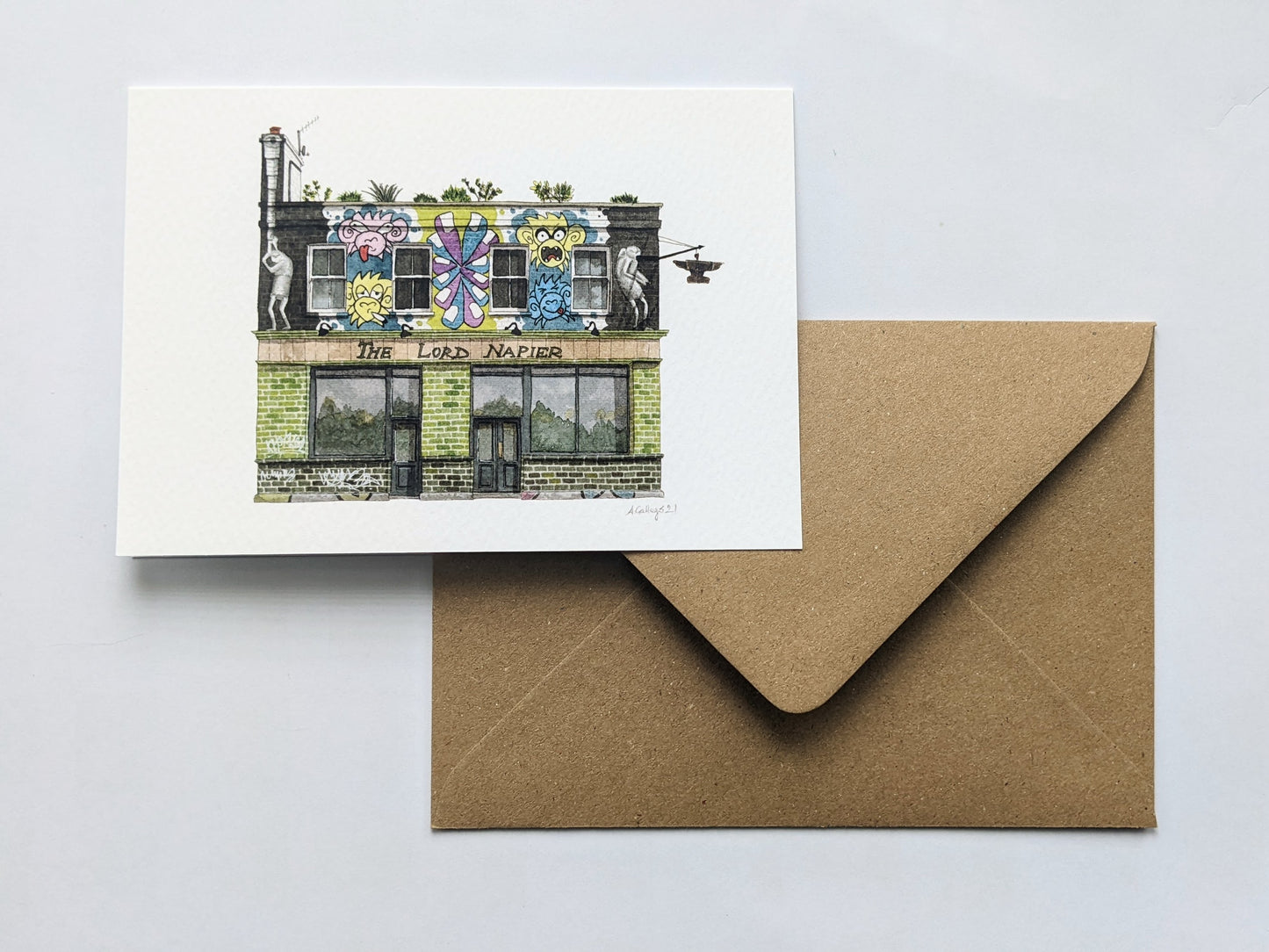 Hackney Wick - Lord Napier Pub - Greeting card with envelope