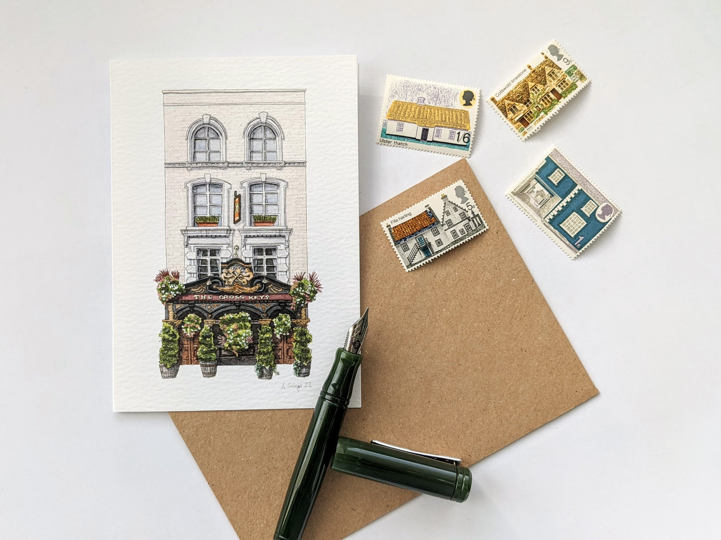 Covent Garden - The Cross Keys pub - Greeting card with envelope