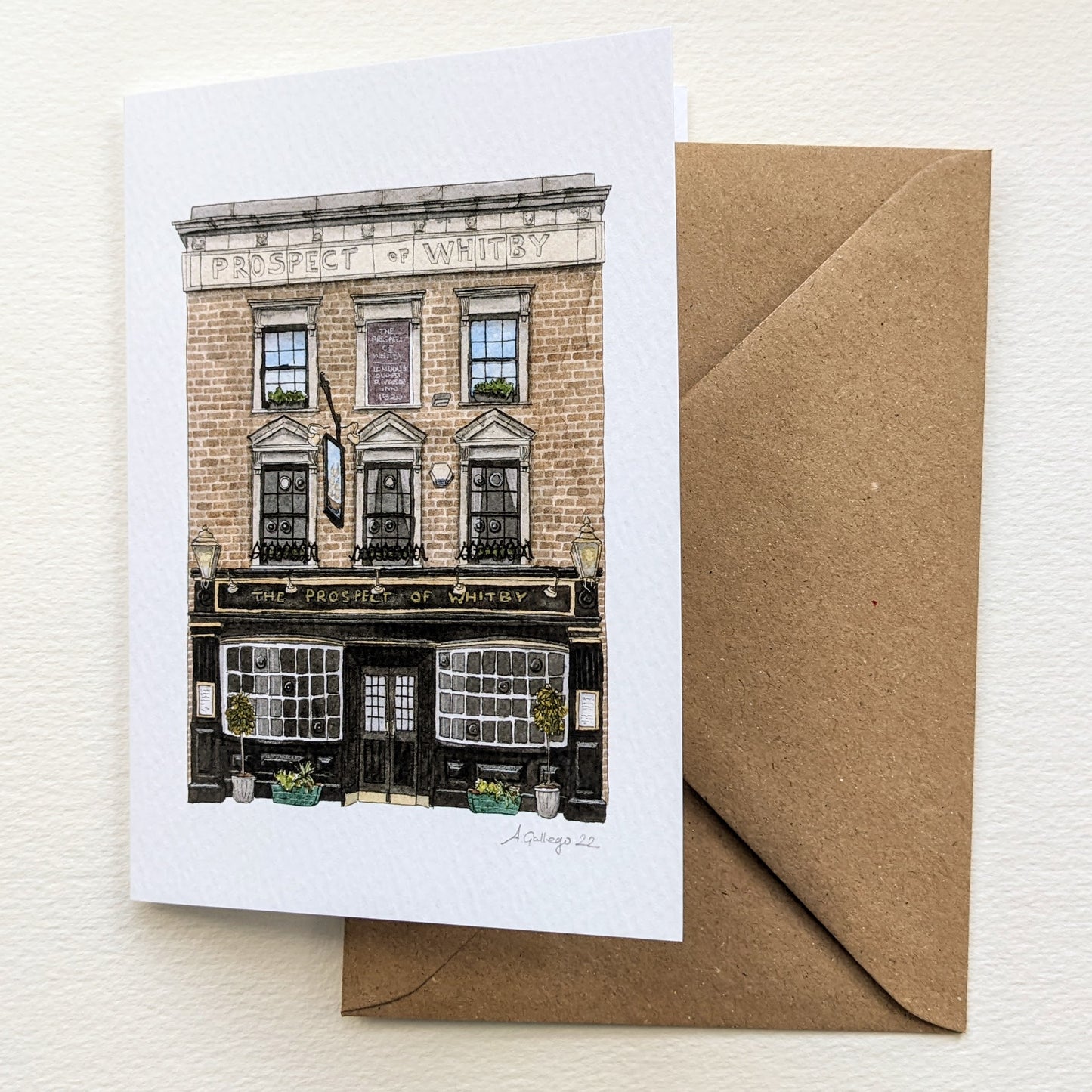 Wapping - Prospect of Whitby - Greeting card with envelope