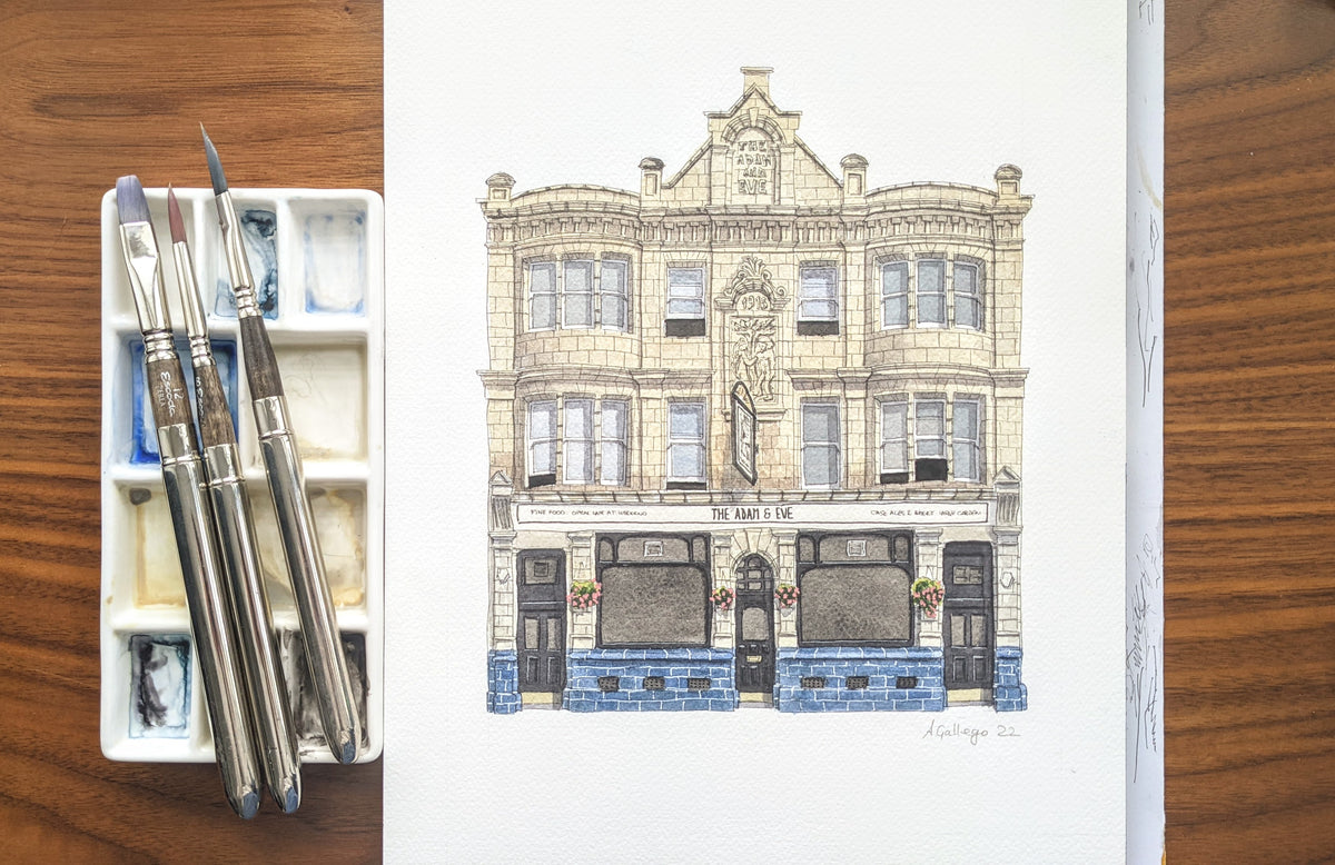 Hackney - Adam and Eve Pub - Original watercolour painting (unframed)