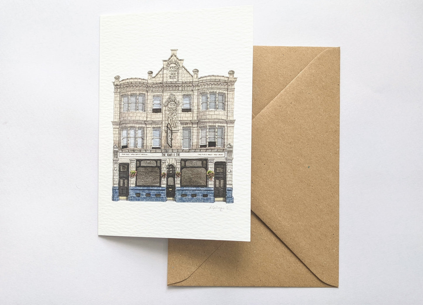 Hackney - Adam and Eve pub - Greeting card with envelope - Homerton