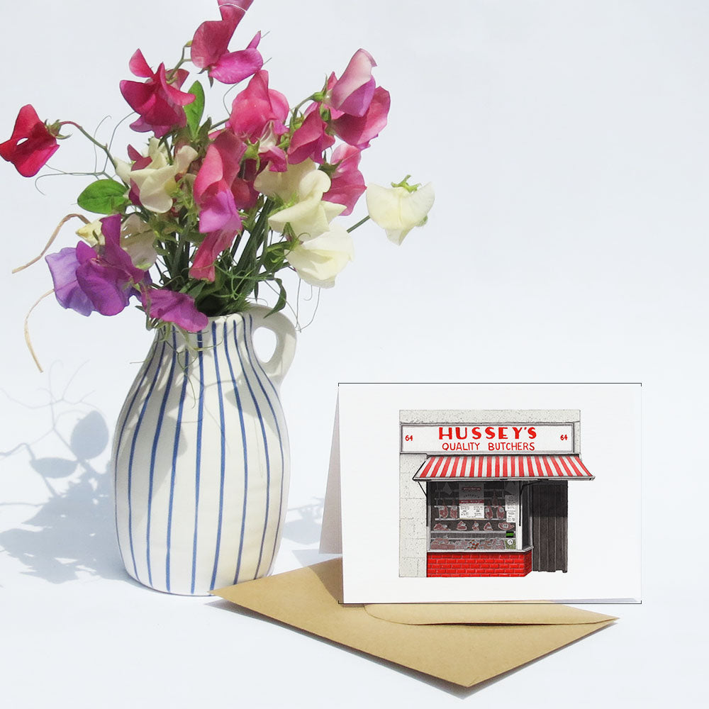 Wapping - Hussey's Quality Butchers - Greeting card with envelope