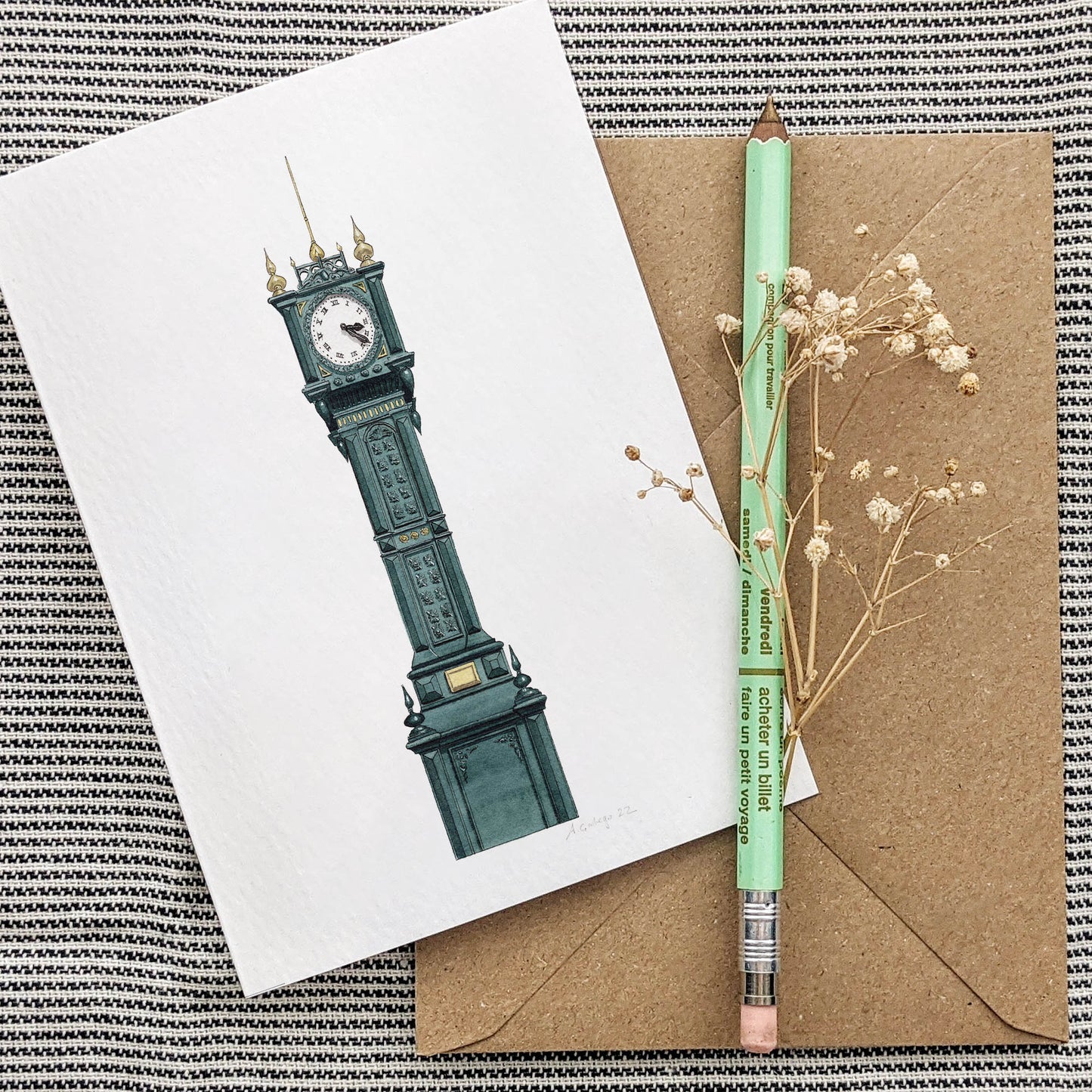 Herne Hill - Brockwell Park Clock - Greeting card with envelope