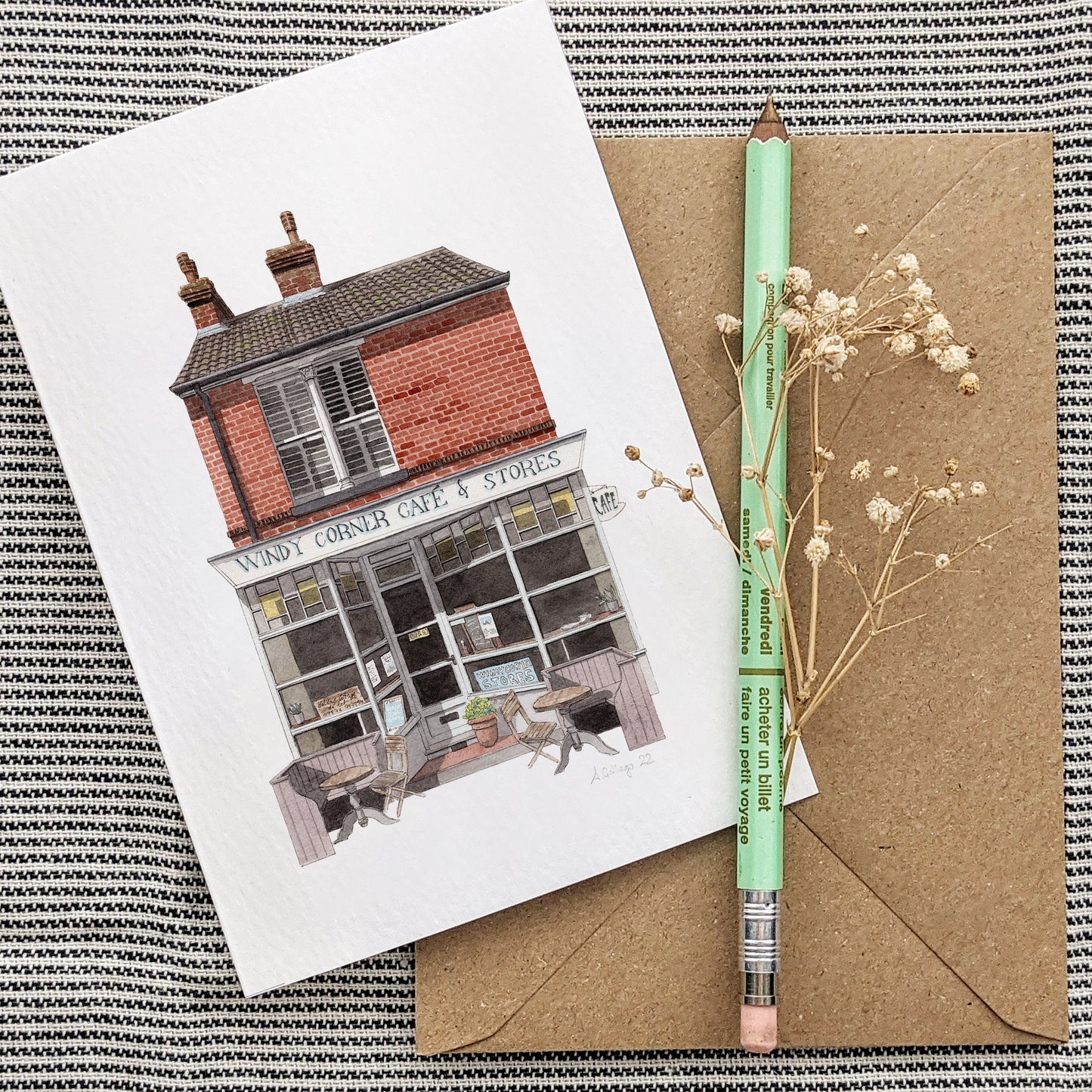 Whitstable - Windy Corner Cafe - Greeting card with envelope