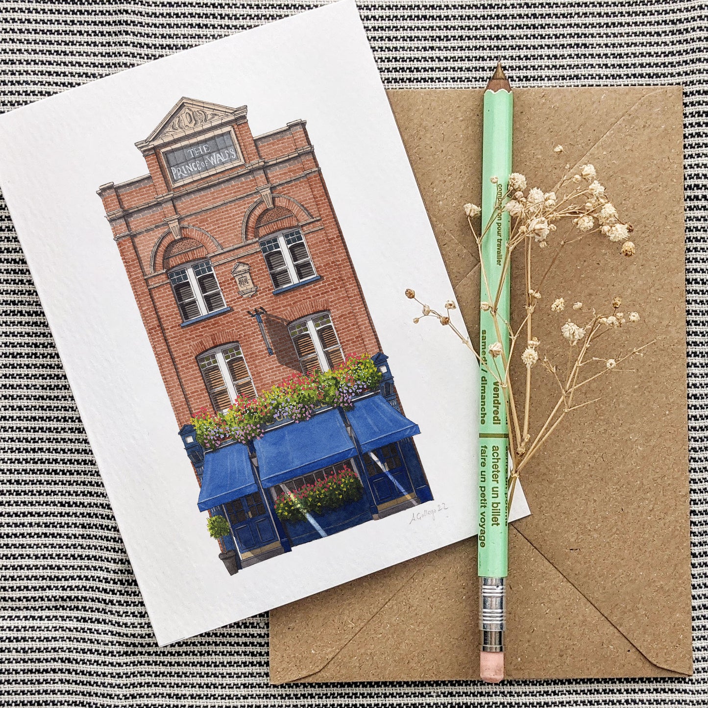 Kennington - The Prince of Wales pub - Greeting card with envelope
