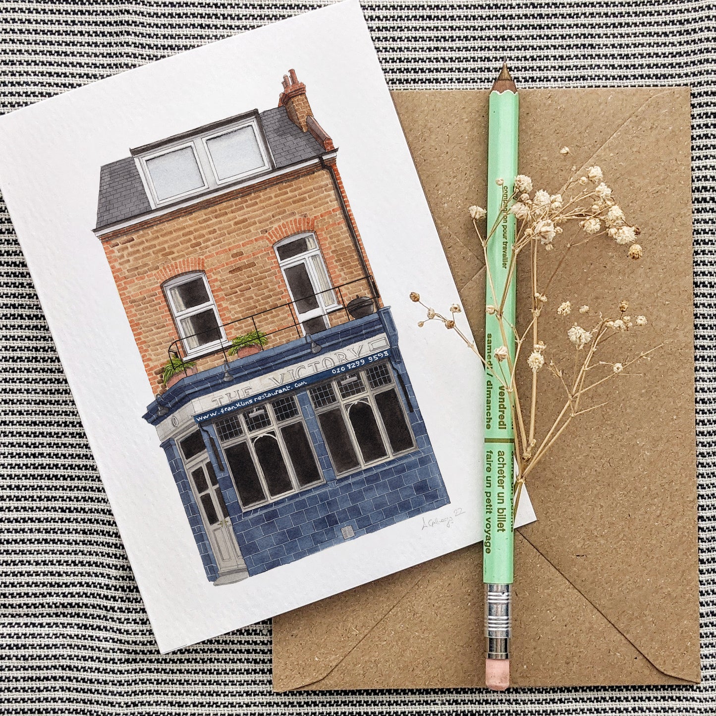 East Dulwich - Franklins Restaurant - Greeting card with envelope
