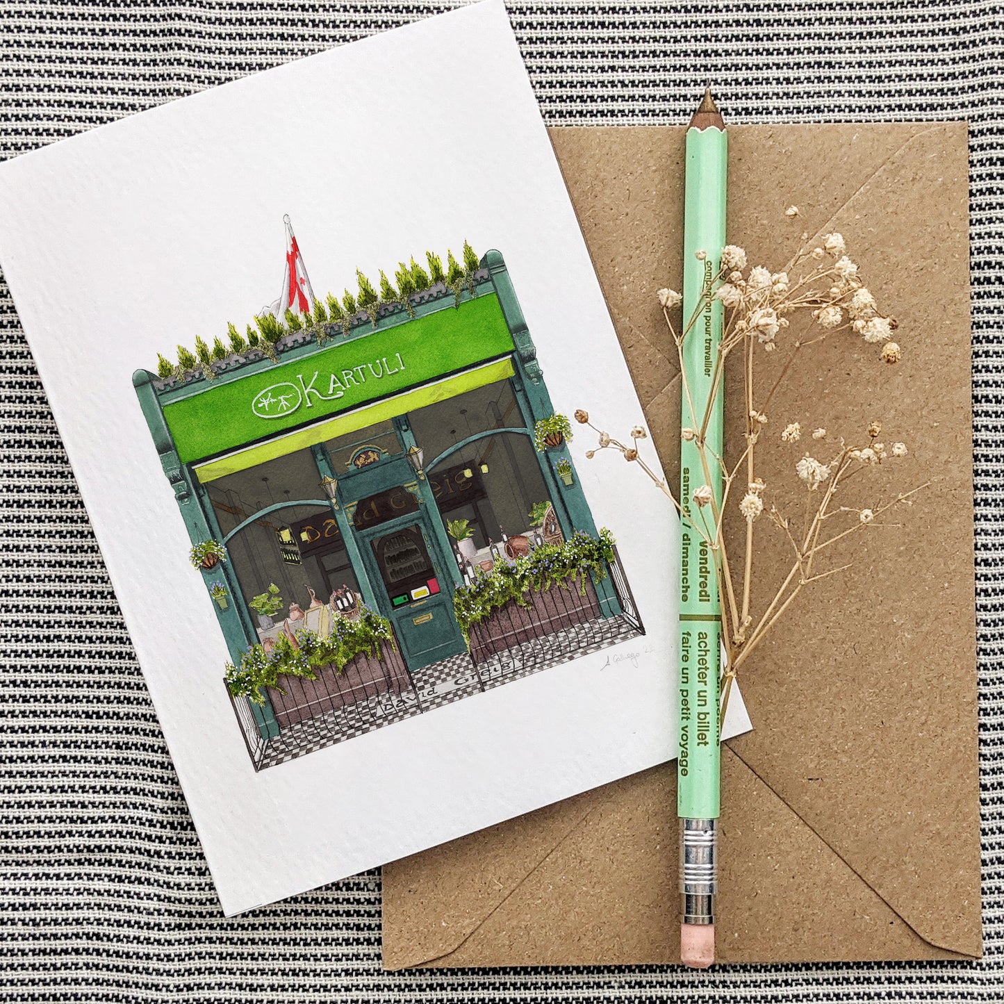 East Dulwich - Kartuli Georgian Restaurant - Greeting card with envelope