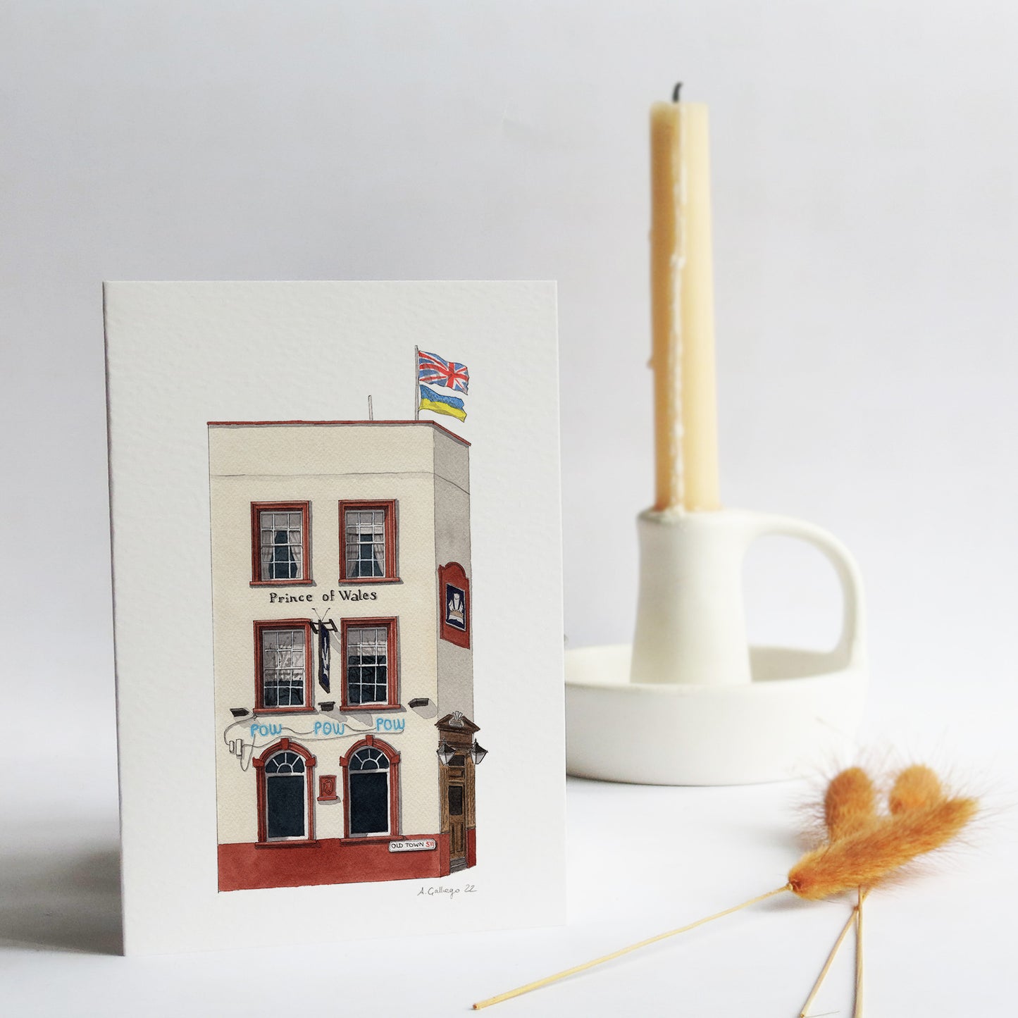 Clapham - Prince of Wales pub POW - Greeting card with envelope